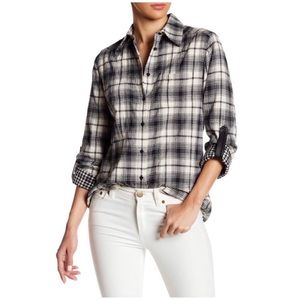 Alice + Olivia Black and White Plaid Shirt Size Small